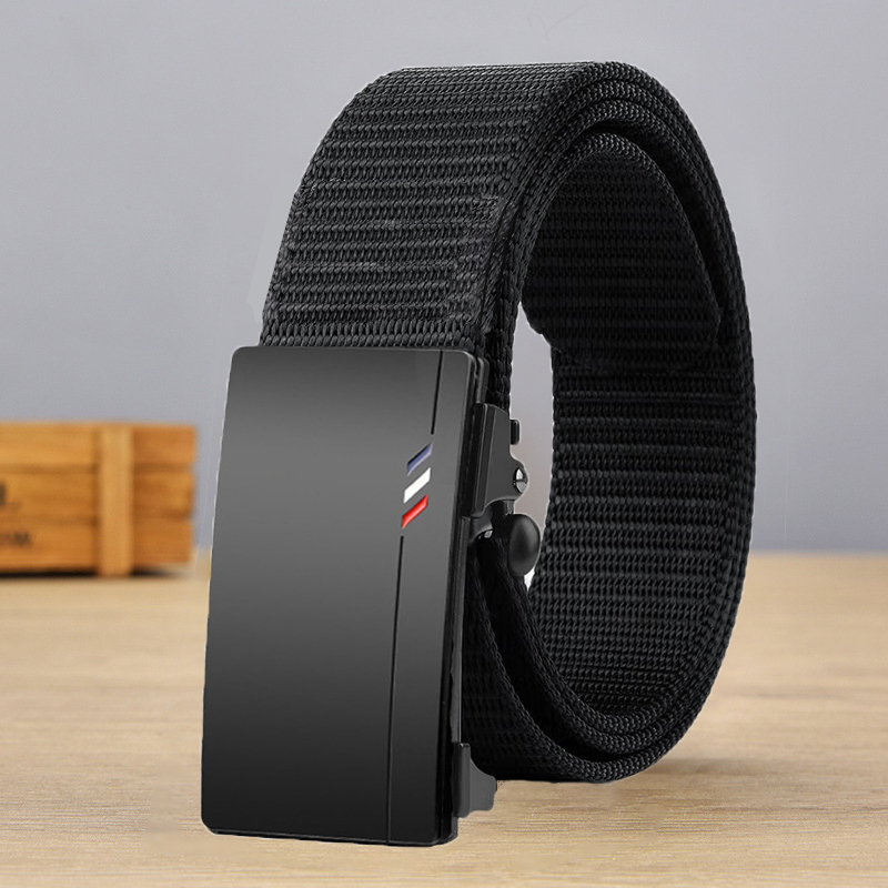 Ceinture en Nylon pour hommes, décontractée, toile tissée, respirante, boucle automatique, sangle de sport de plein air, ceinture en jean à la mode