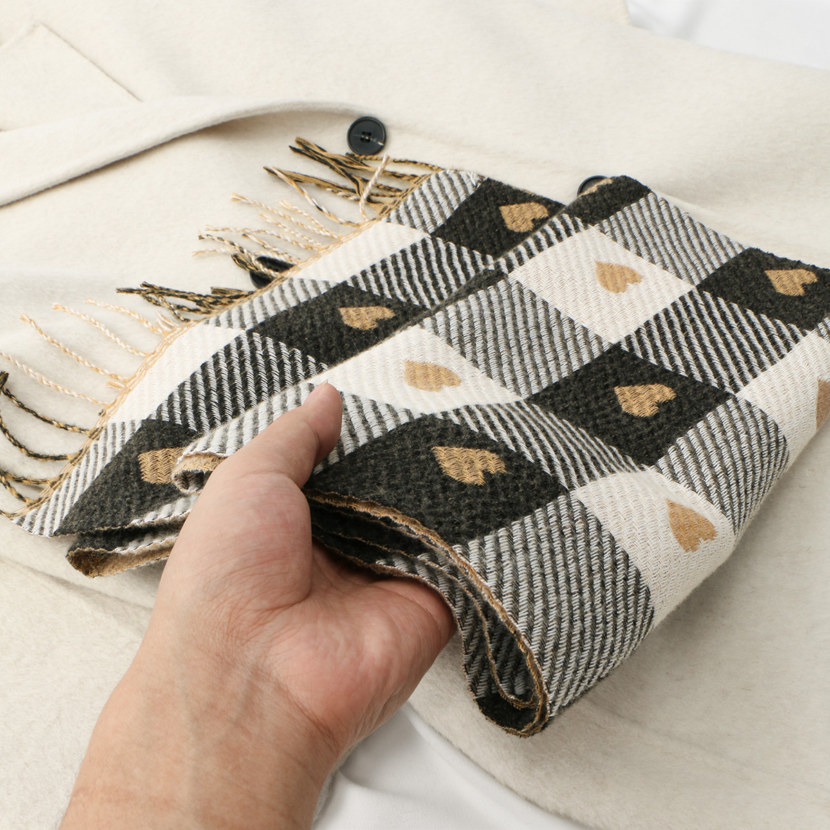 Écharpe à motifs de cœur pour femmes, écharpe confortable à carreaux, épaisse et chaude, grande couverture, châle, Pashmina, automne et hiver