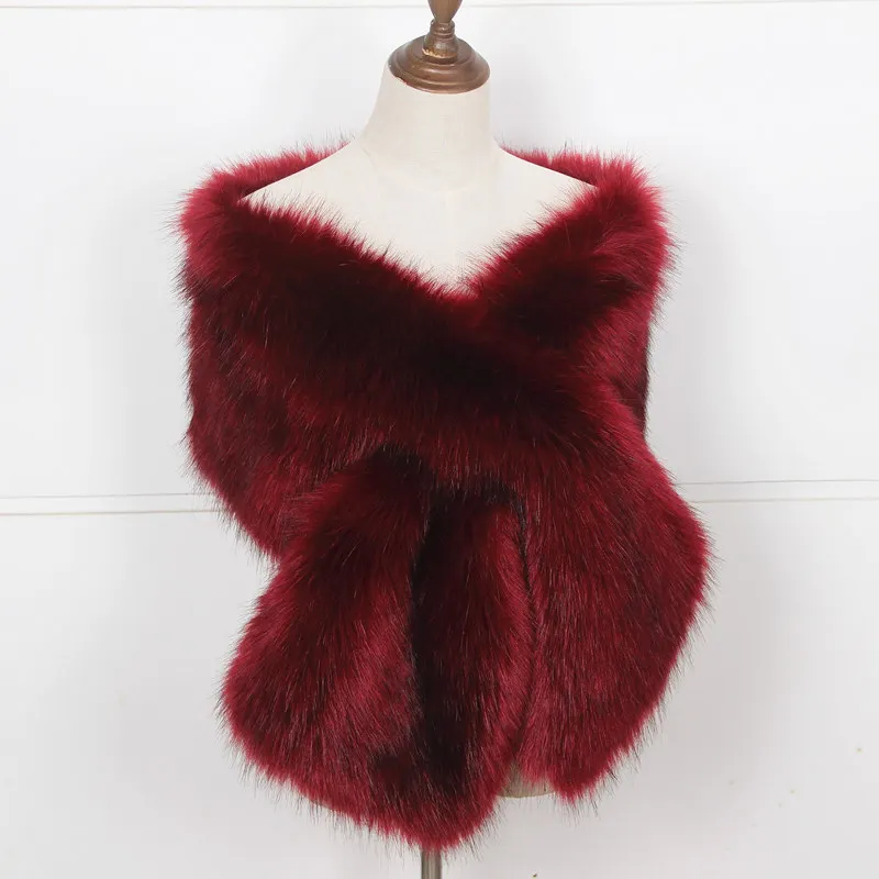 Hiver fausse fourrure châle grande écharpe moelleuse cou plus chaud femmes col en fourrure mariage mariée formelle soirée fête haussement d'épaules accessoires
