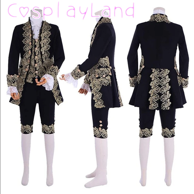 Costume victorien pour hommes, uniforme médiéval rococo, veste, gilet, pantalon, Prince Cosplay, mode Halloween, Costume grande taille