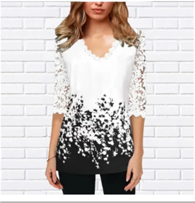 Chemise femmes printemps été Blouse 3/4 manches décontracté impression femme mode chemise t-shirts hauts grande taille 5XL StreetShirt