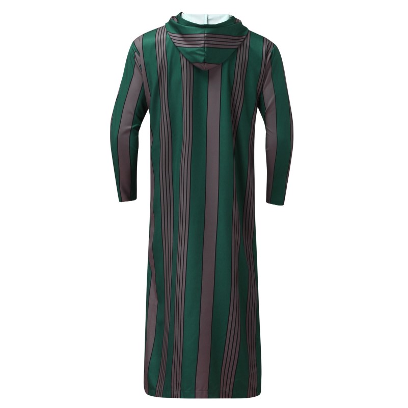 Hommes islamique arabe Patchwork rayé à capuche fermeture éclair Robe musulmane automne Streetwear décontracté ample arabe Robe islamique 2026 nouveau