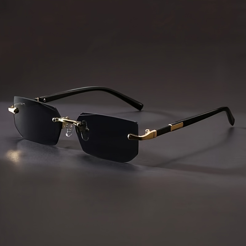 Lunettes de soleil rectangulaires sans monture pour hommes et femmes, petites lunettes de soleil carrées, lunettes de plage pour hommes, lunettes de voyage de vacances, 1PC