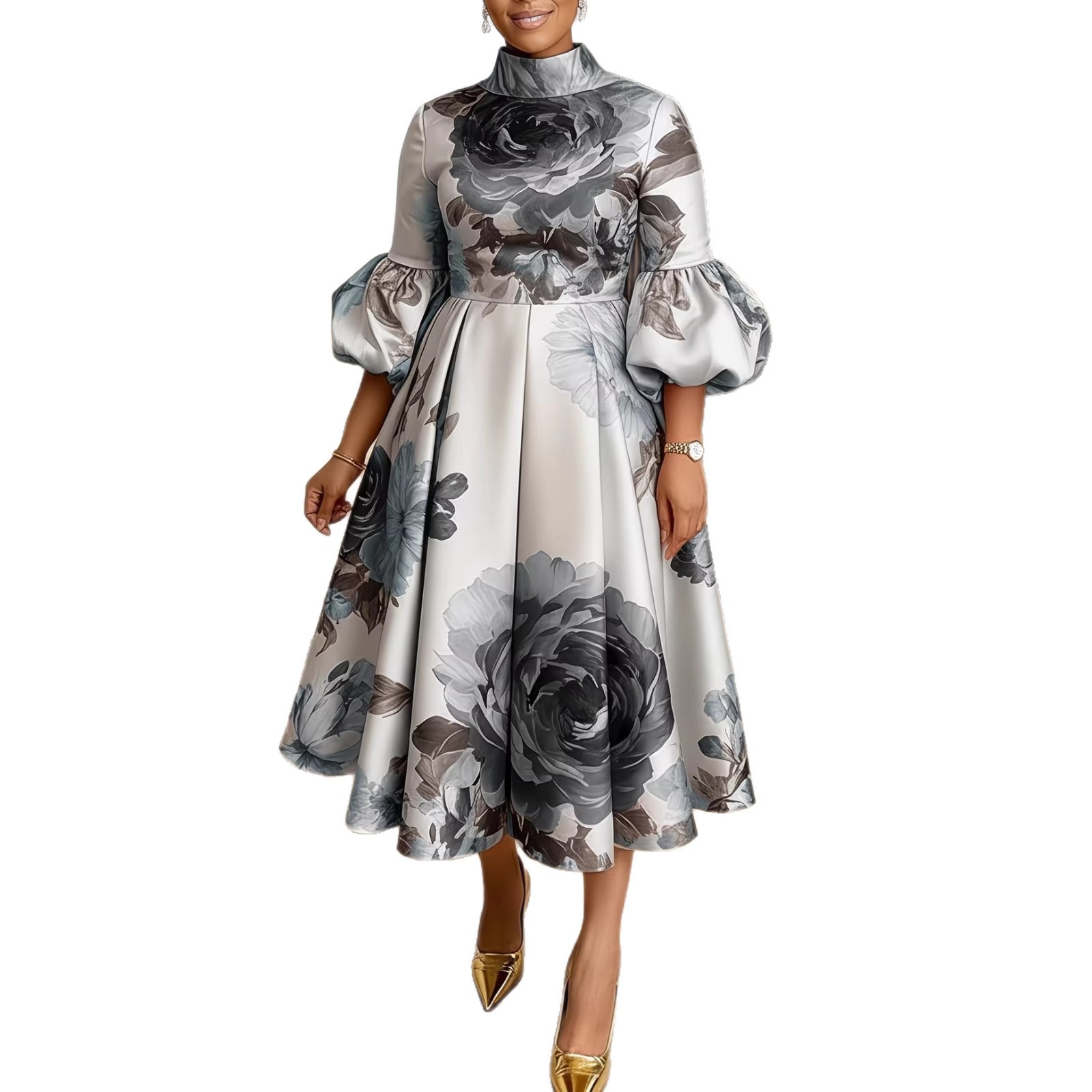Robe élégante pour femme pour mariage, fête, été, style africain, manches courtes, polyester, imprimé, robe midi, Dashiki, vêtements africains