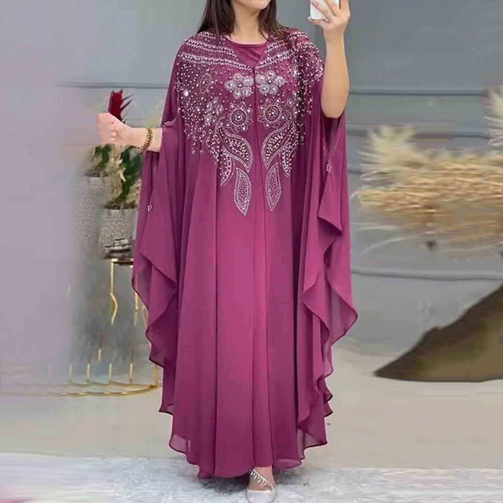 Abayas pour femmes dubaï luxe 2025 mousseline de soie Boubou robe de mode musulmane Caftan Marocain Occasions de fête de mariage Djellaba Femme