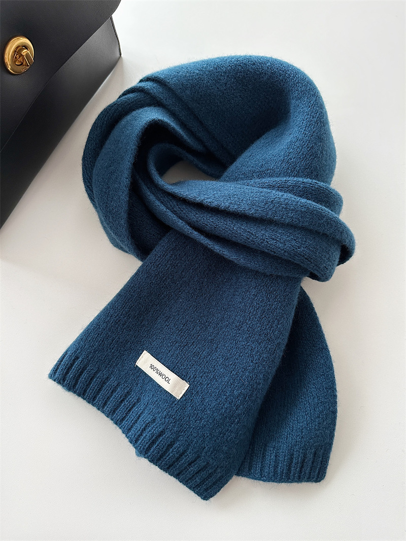 Écharpe en laine de coton pur australien 100% cachemire, couleur unie, polyvalente, tricotée chaude pour hommes et femmes, nouvelle collection automne et hiver