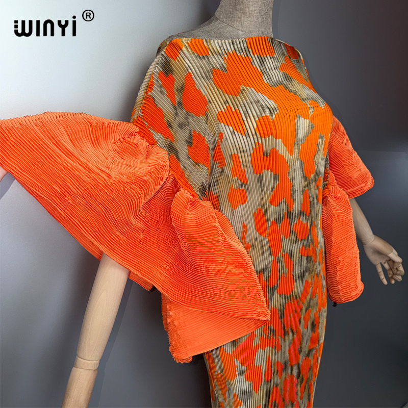 Robe plissée WINYI à manches bouffantes, paréo de plage, caftan musulman, abaya, robe de soirée longue de luxe de Dubaï pour femmes