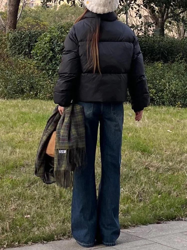 Jeans décontractés à jambe droite pour femme, style vintage ample rétro américain, streetwear chic, pantalon large pour femme, automne-hiver
