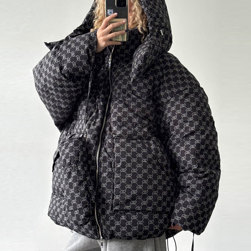 Femmes imprimé manteau pantalon 2 pièces ensemble chaud hiver col montant à capuche coton vestes taille haute pantalon costume femme Chic ensembles décontractés