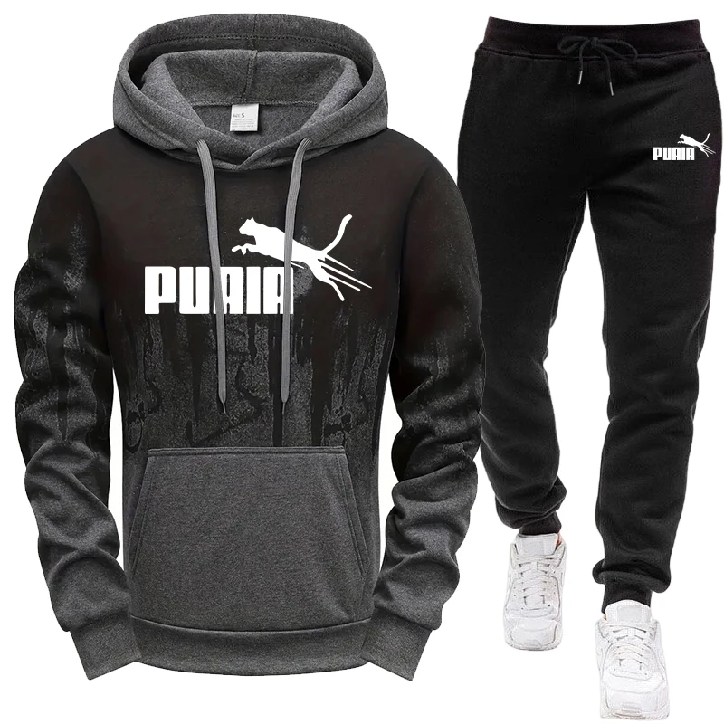 Ensemble de survêtement pour homme avec sweat à capuche et pantalon de jogging pour sports de plein air, automne-hiver, mode décontractée quotidienne