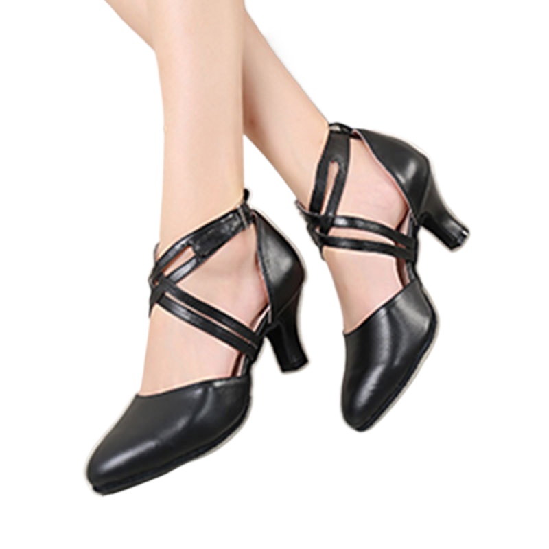 Chaussures Rick à lanières croisées pour femmes, escarpins coordonnants pour salsa, danse de salon latine, talons de mariage noirs