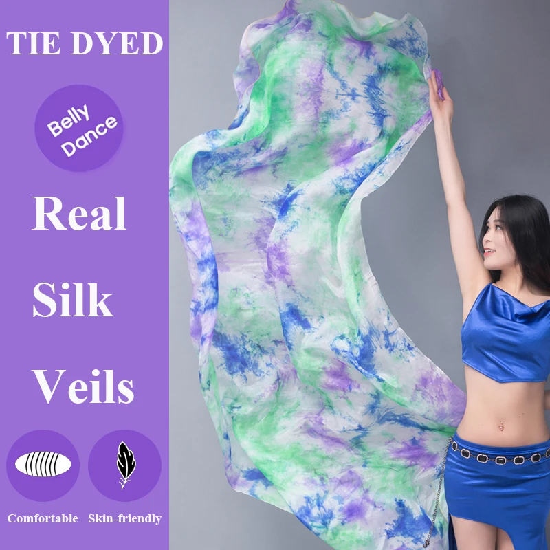 Voile de danse du ventre personnalisé chinois pour femmes adultes, cravate teinte en soie dégradée de couleur