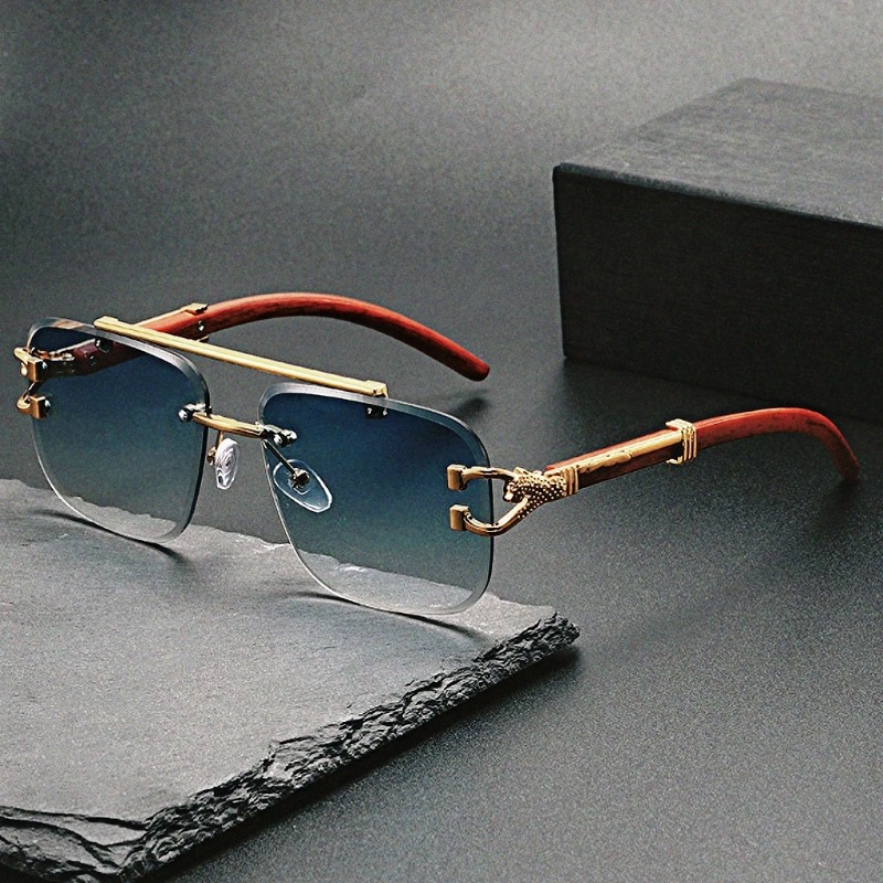 Lunettes de soleil carrées tendance sans monture pour hommes et femmes, protection UV, idéales pour la conduite, verres dégradés sans cadre
