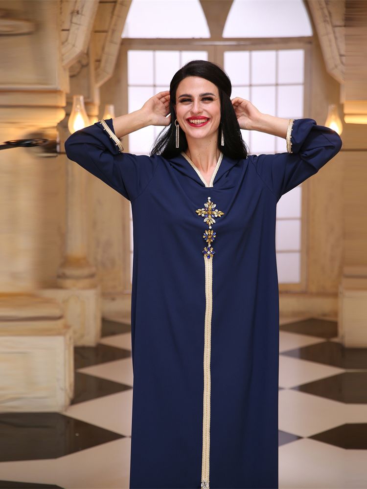 Ramadan Eid bleu Abaya dubaï turquie Islam Hijab Robe musulmane caftan Robe Longue Femme Kebaya robes africaines pour femmes Caftan