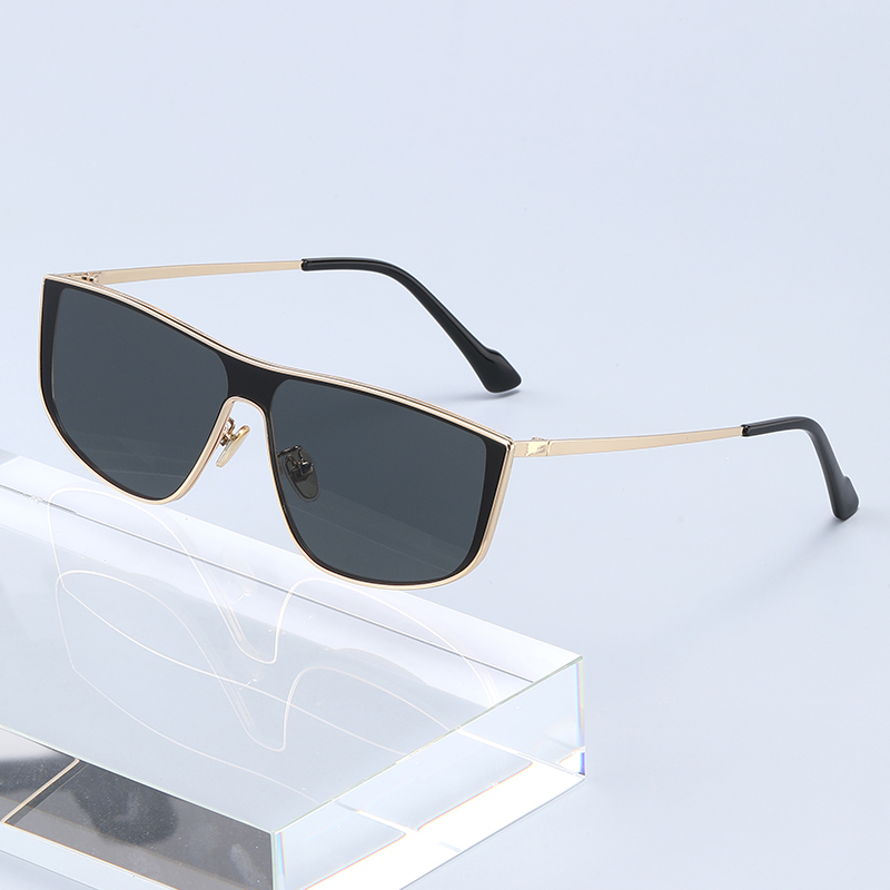 Lunettes de soleil monobloc à monture métallique, élégantes et haut de gamme, pour visages carrés et ronds, pour femmes et hommes