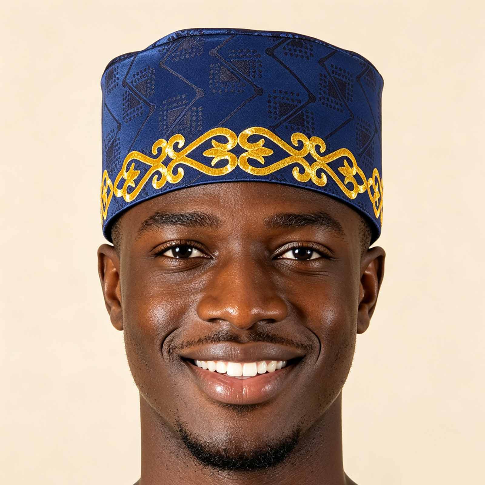 Hommes chapeaux de prière islamique africain musulman kippa casquettes arabes hommes arabie coton or broderie enveloppement musulman Islam hommes chapeau foulard