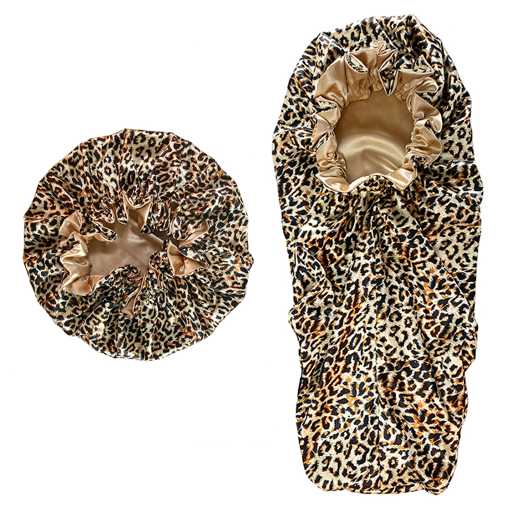 Bonnet en Satin élastique à large bord, chapeau pour cheveux longs, chapeaux de couchage, boucles réversibles, pour femmes et hommes, accessoire pour cheveux