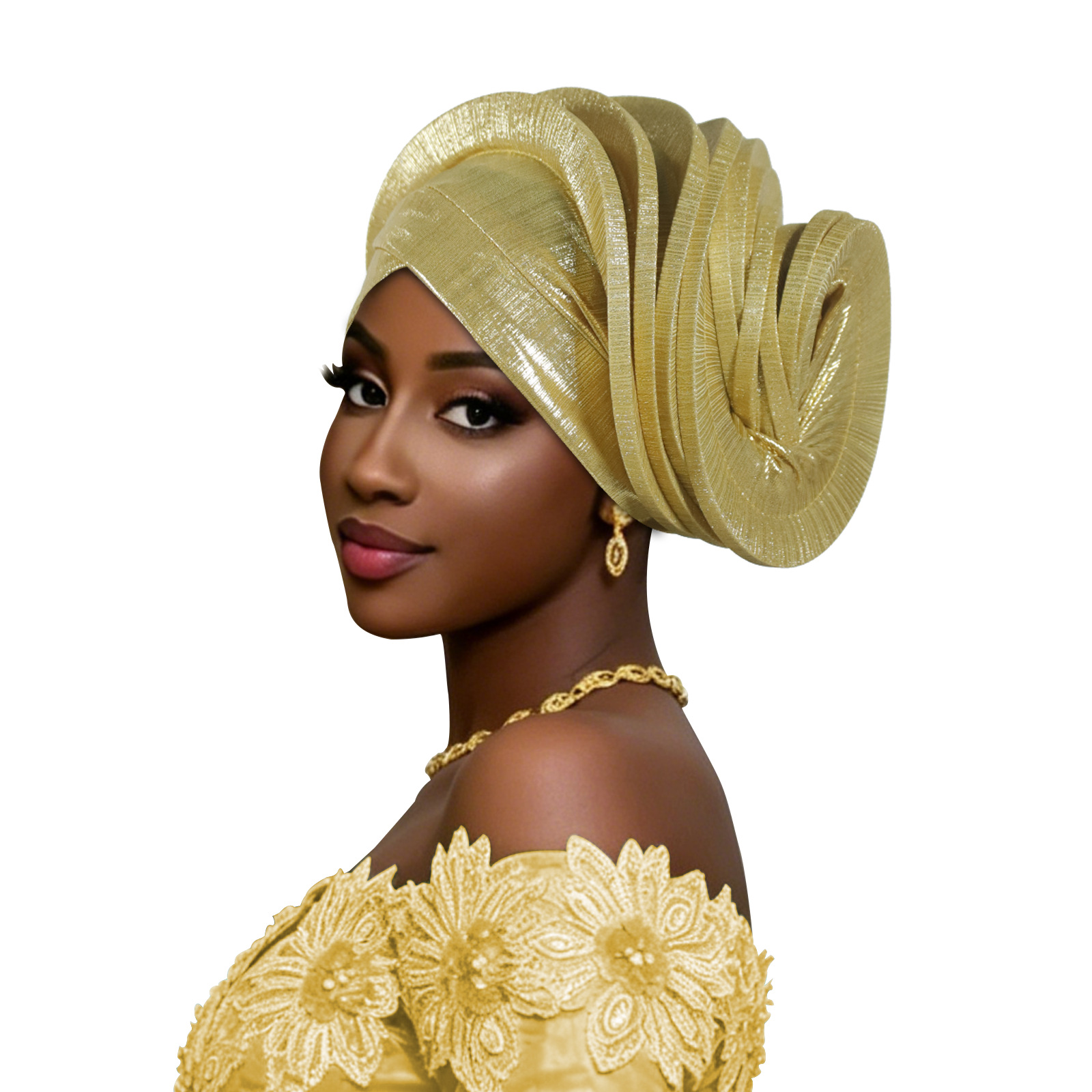 Turban élastique à volants africain pour femme, foulard nigérian pour mariage, coiffe de fête, chapeau