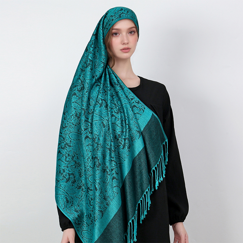 Foulard Jacquard de Luxe pour Femme, Écharpe de Mode Optique Douce, Étole, Châle, Hijab Musulman, Bande Ronde, Bandana de la raq