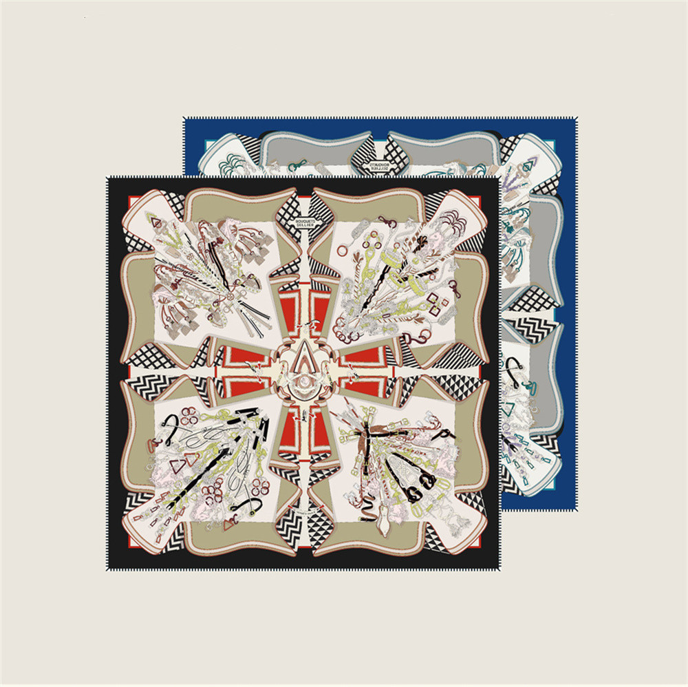 Marque foulards en soie de luxe imprimé sergé foulard en soie femmes châles nouveau Design Hijabs mode carré frisé écharpe foulard 70CM