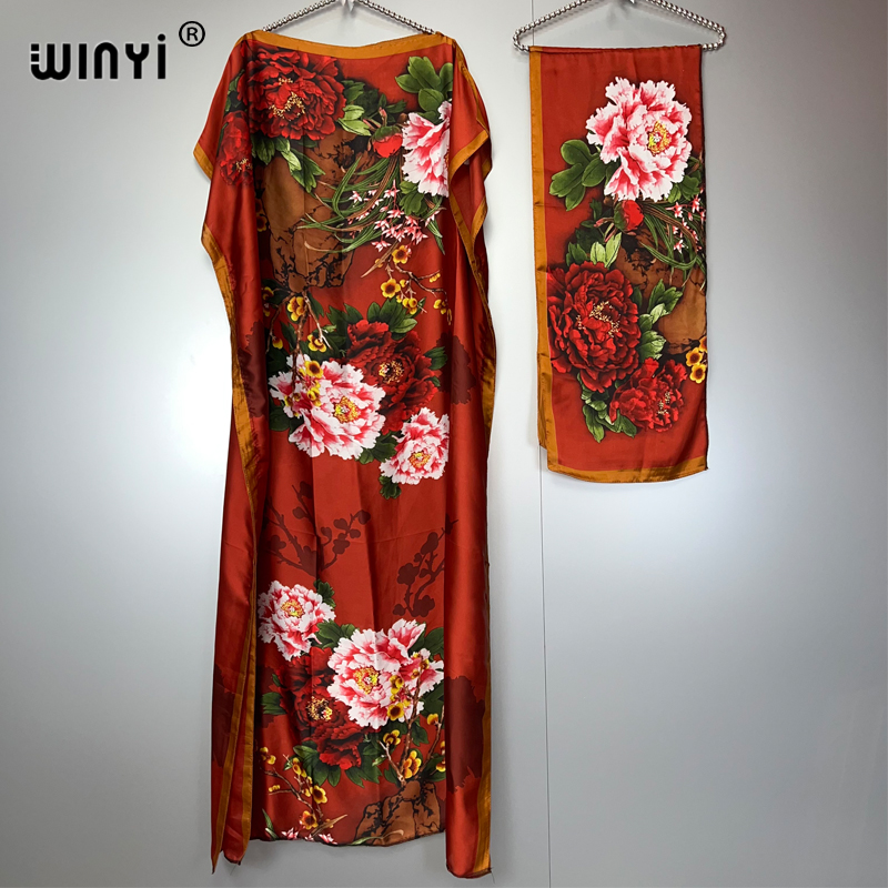 WINYI Robe traditionnelle africaine musulmane pour femme, Abaya Dubaï, Kaftan de luxe, Robe de soirée élégante, Robe longue maxi, Tenue de plage