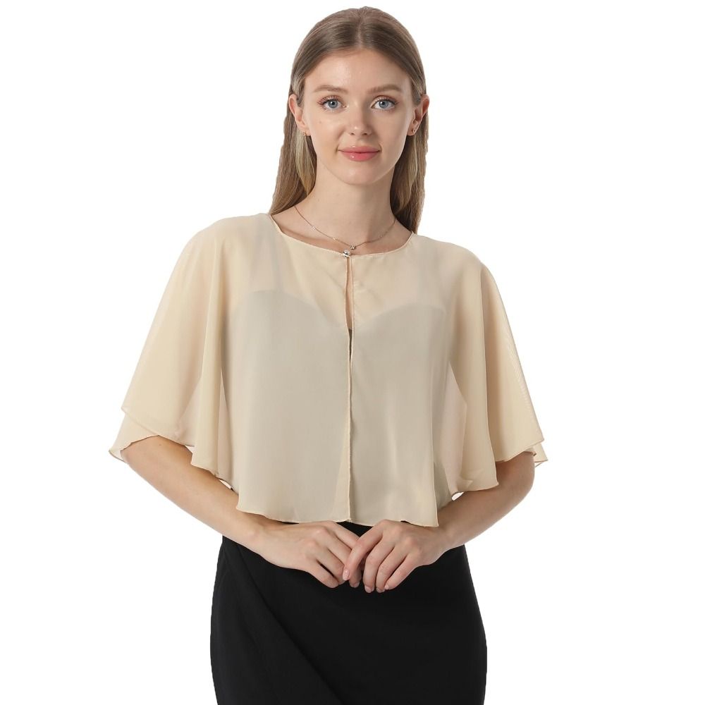 Capelet en mousseline de soie transparente, Design léger, Style élégant, châles doux, Cape de mariage, accessoires de demoiselle d'honneur