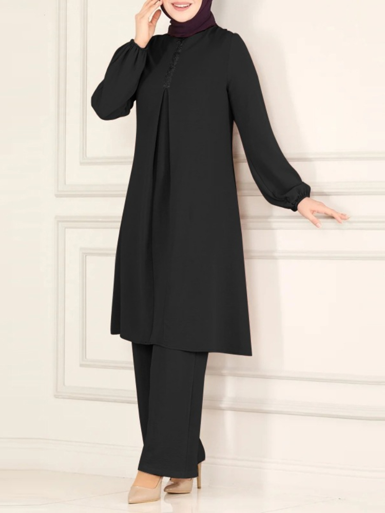 Robe musulmane décontractée pour femmes, ensemble 2 pièces, chemise à manches longues, pantalon à jambes larges, robes arabes saoudiennes de dubaï, automne 2023