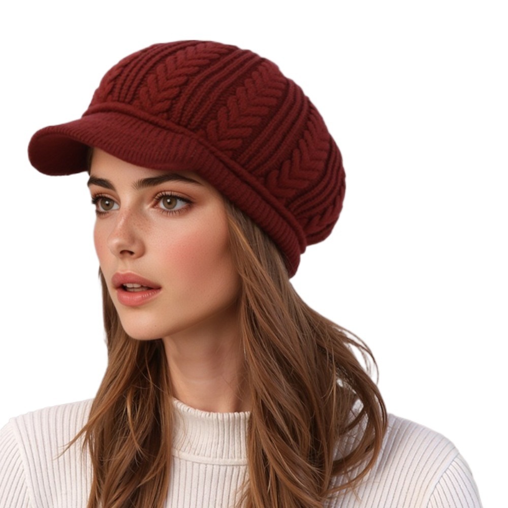 Béret d'hiver décontracté pour femme, épaissi, protection des oreilles, bonnet en laine tricoté, chaud, coupe-vent, pour le ski et les activités de plein air