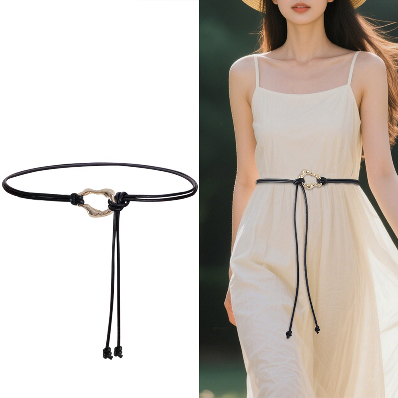 Ceinture fine nouée en corde de cuir pour femmes, boucle en métal, ceintures fines en PU, robe de dame, manteau, bretelles décoratives