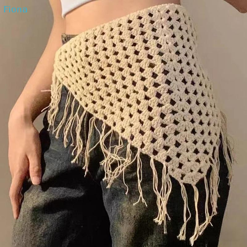 ☭ Écharpe triangulaire multifonctionnelle à franges pour femmes, accessoire réglable à la mode Y2K, parfait pour les hanches et la taille