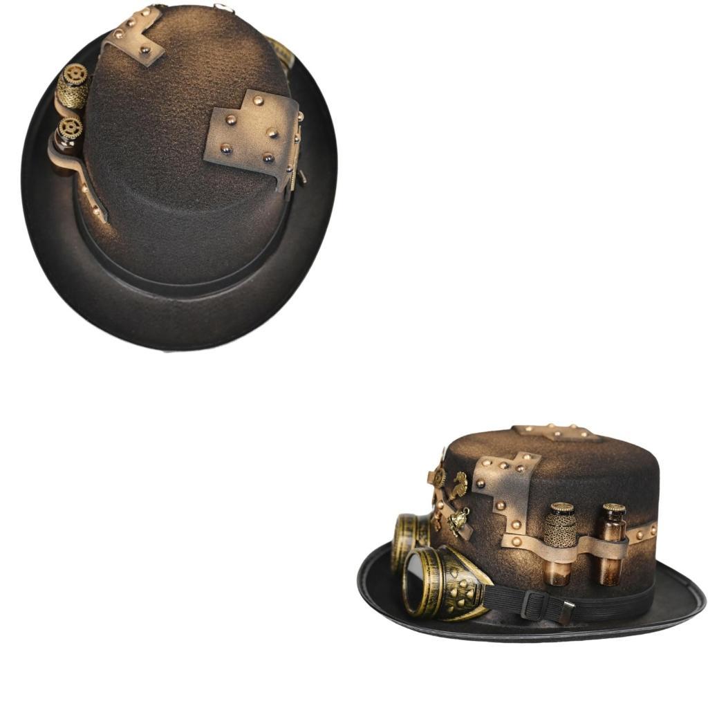 31BB Steampunk hommes chapeau avec lunettes Gay haut-de-forme chapeau gothique Steampunk haut-de-forme pour hommes chapeau