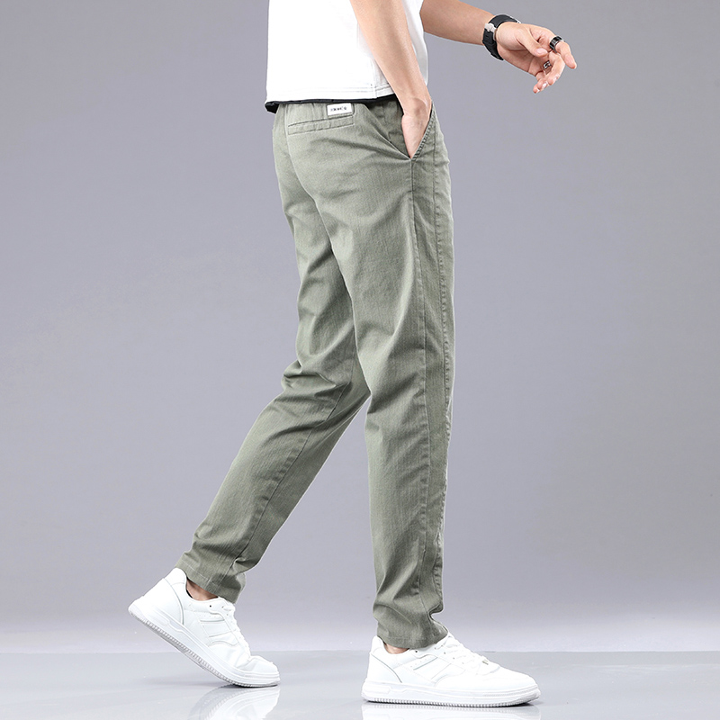 6 couleurs été hommes classique coton couleur unie mode affaires pantalons décontractés taille élastique mode coréenne hommes vêtements 28-38