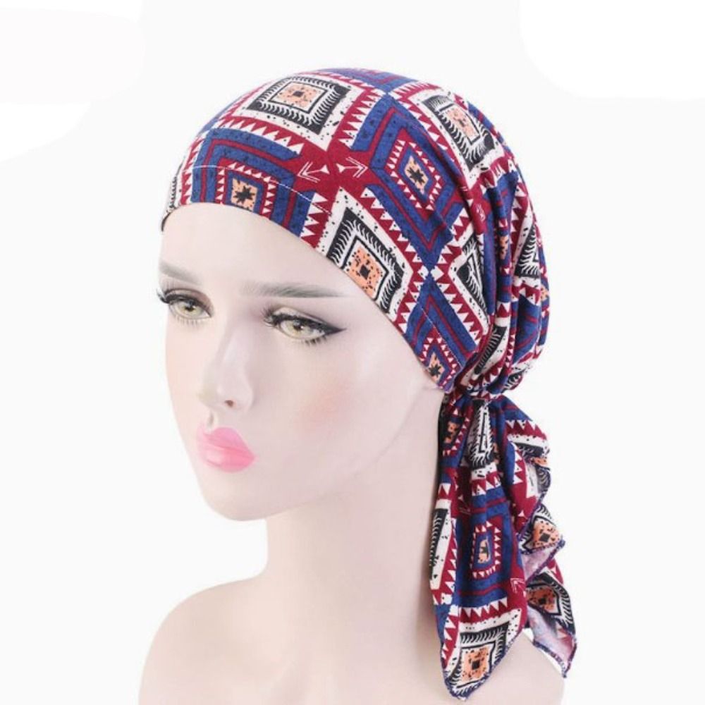 Turban de haute qualité à imprimé floral bohème, chapeau décontracté de printemps pour chimiothérapie, chapeau en coton coupe-vent, bandana pour femme, style ethnique