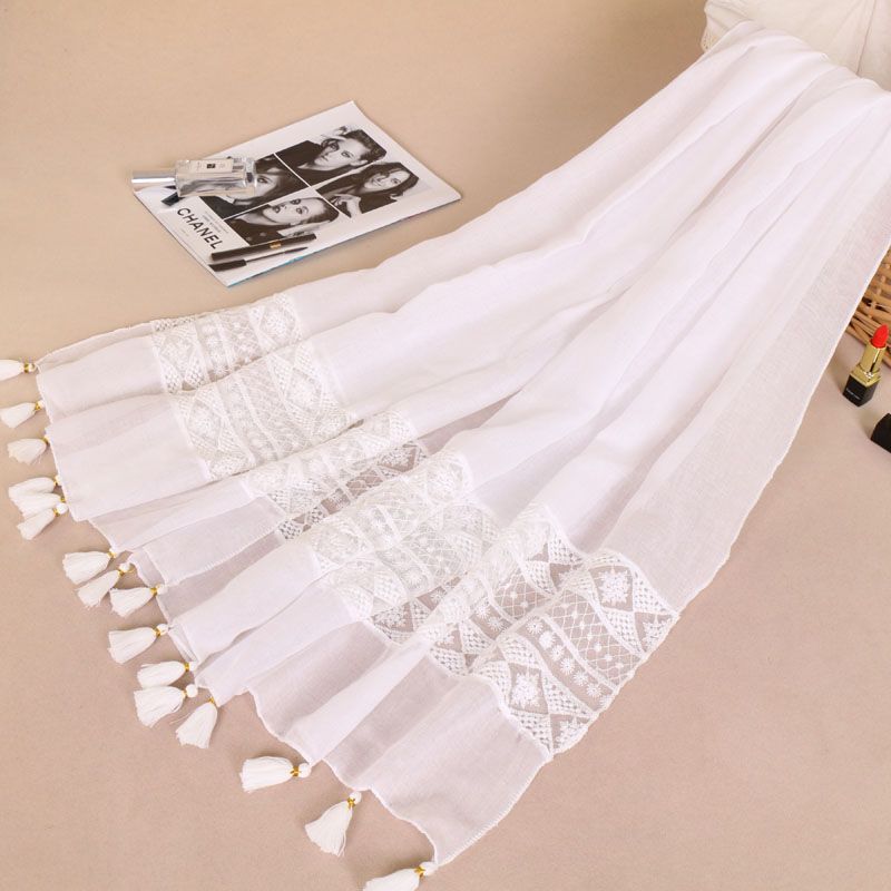 Femmes mode plaine dentelle florale Patchwork Viscose châle écharpe marque de luxe découpé Laser longue taille Bufandas musulman Hijab Wrap Snood
