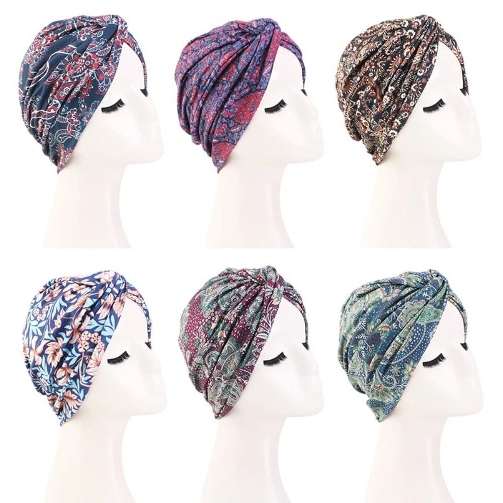 Chapeau Turban Femme Imprimé Floral Tendance, Élastique et Respirant, Foulard Hijab, Bonnet Islamique Africain pour Perte de Cheveux, Chimiothérapie, Bonnet Arabe Islamique