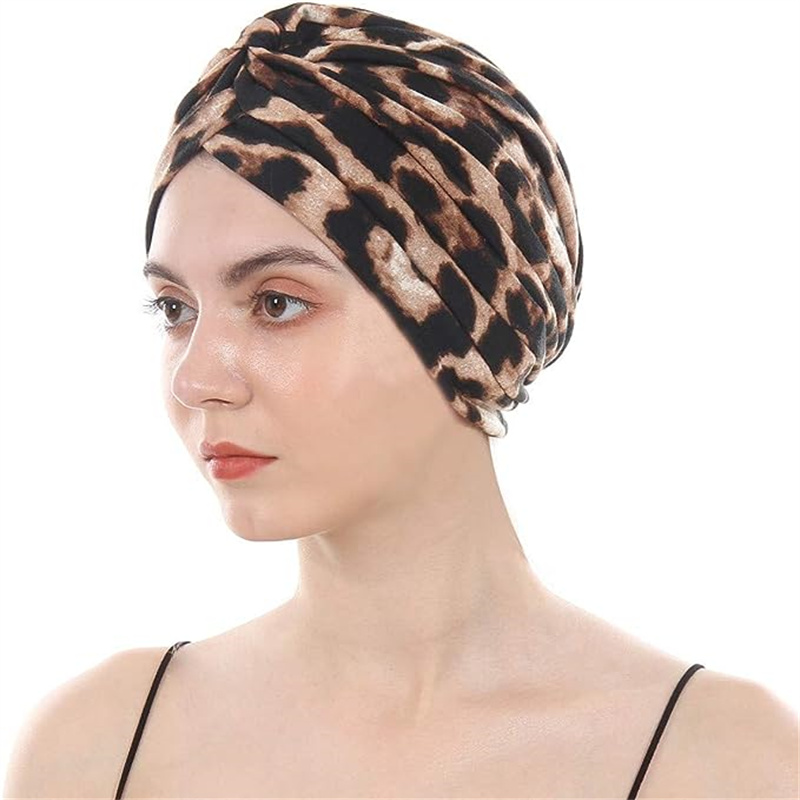 Turban imprimé léopard et floral pour femme, écharpe de sauna musulmane, bandana indien à nœud torsadé, accessoire pour cheveux