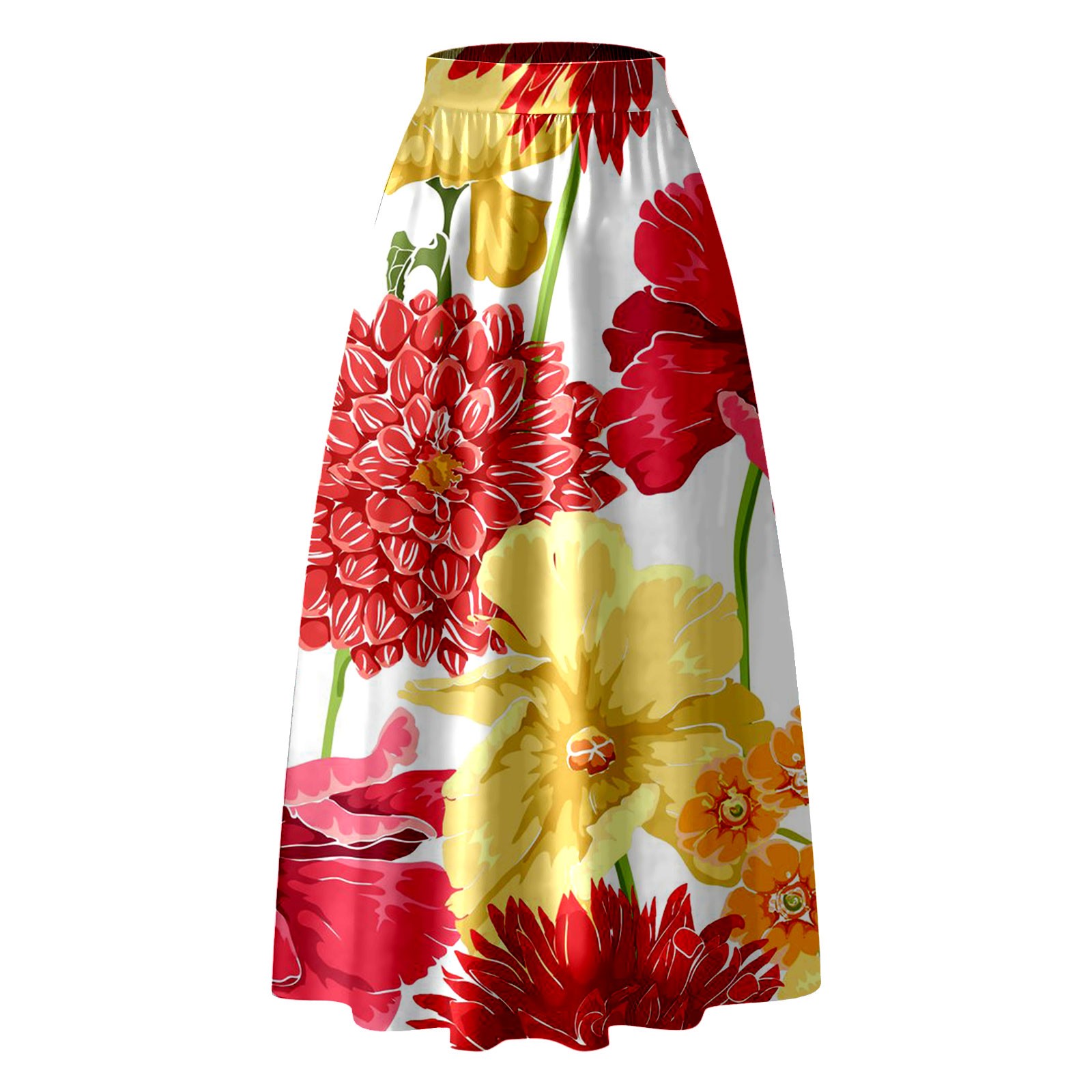 Jupes bohème élégantes coréennes pour femmes, imprimé Floral, Maxi, taille haute, poches, fête, plage, longue, 2024