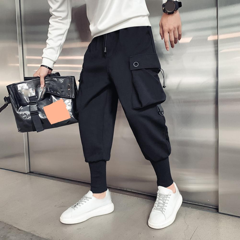 Pantalon cargo monochrome pour homme, pantalon de survêtement multi-poches, tissu respirant, Wstring de proximité, taille élastique