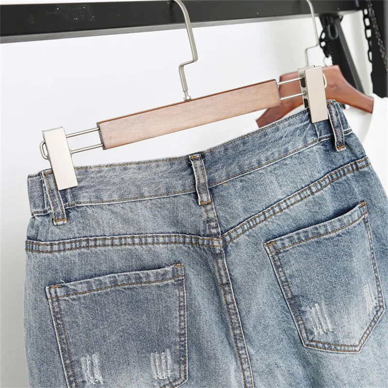 Jean Slim Ajusté en Denim pour Femme, Sarouel Vintage, Grande Taille, Brodé, 5XL, Q42
