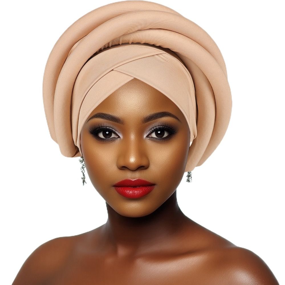 Turban africain en soie brute pour femmes, couvre-chef élastique, foulards pour la tête, respirant, tressé, turban, bonnet, femme africaine