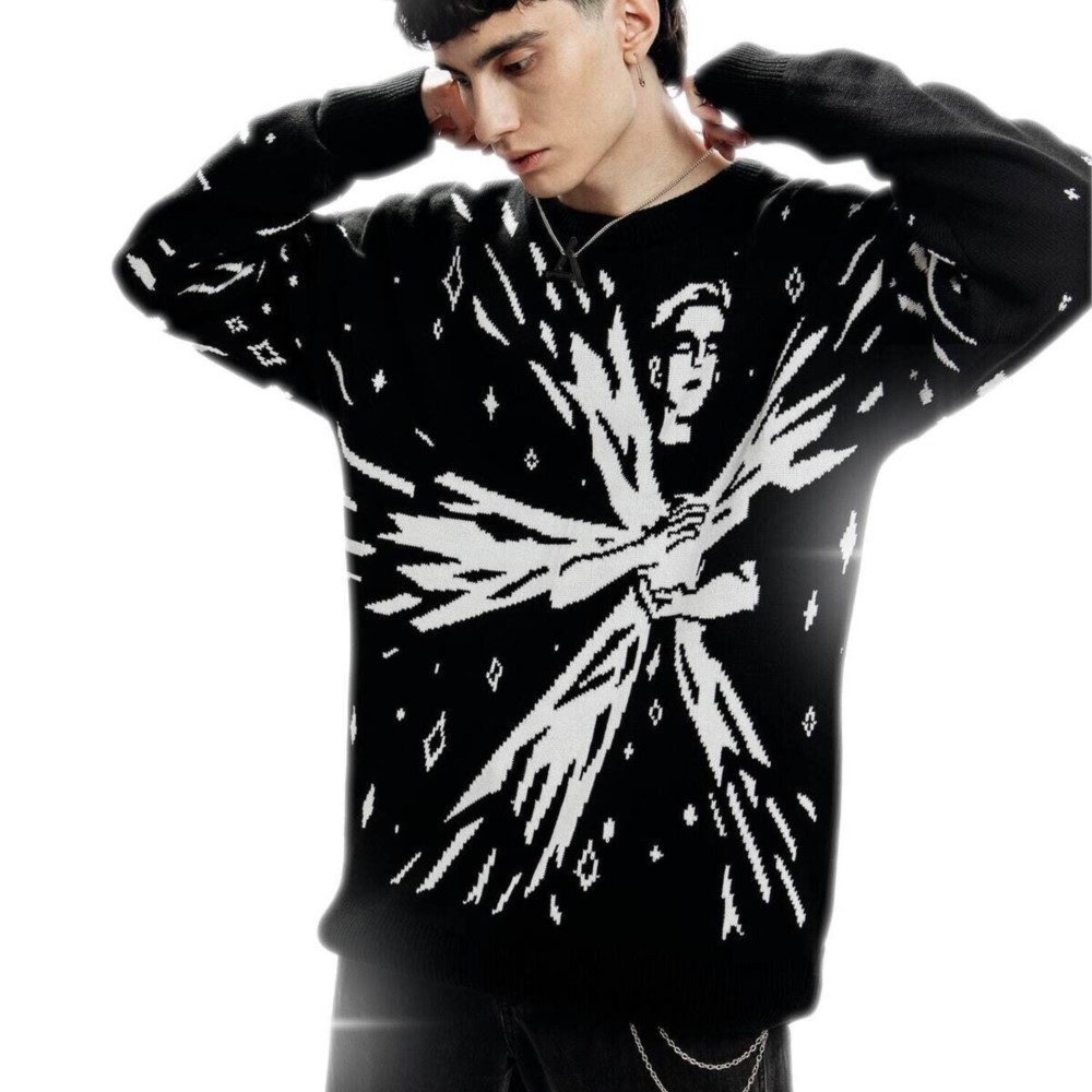 Pull Hip Hop Décontracté pour Homme et Femme, Streetwear Abstrait Quasar Whole, Mode Harajuku, Vêtements Vintage des Années 90, Y2K