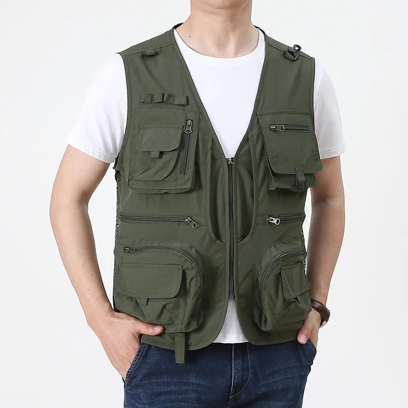 Gilet d'été décontracté pour hommes, grande taille 6XL, pantalon de travail sans manches, gilet multi-poches, veste de travail tactique pour hommes