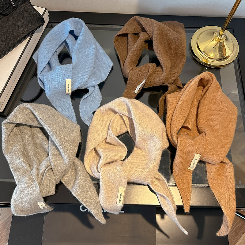 Foulard Triangle de Style coréen foulard triangulaire en laine pour femmes châles chauds tricotés foulards écharpe tricotée chaude multifonctionnelle
