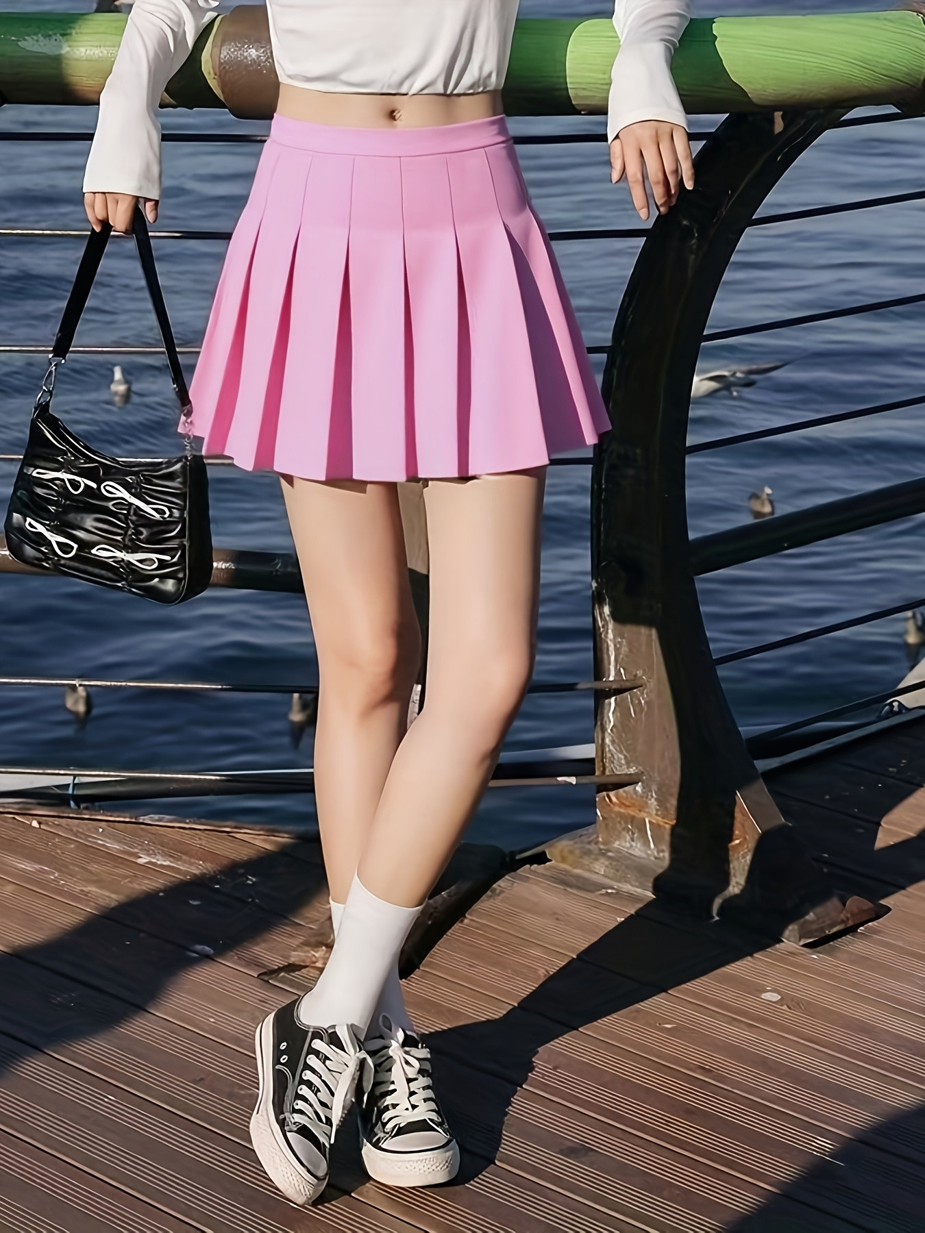Jupe plissée taille haute pour femme avec short de sécurité, mini-jupe noire style A pour tenues décontractées, de bureau ou scolaires