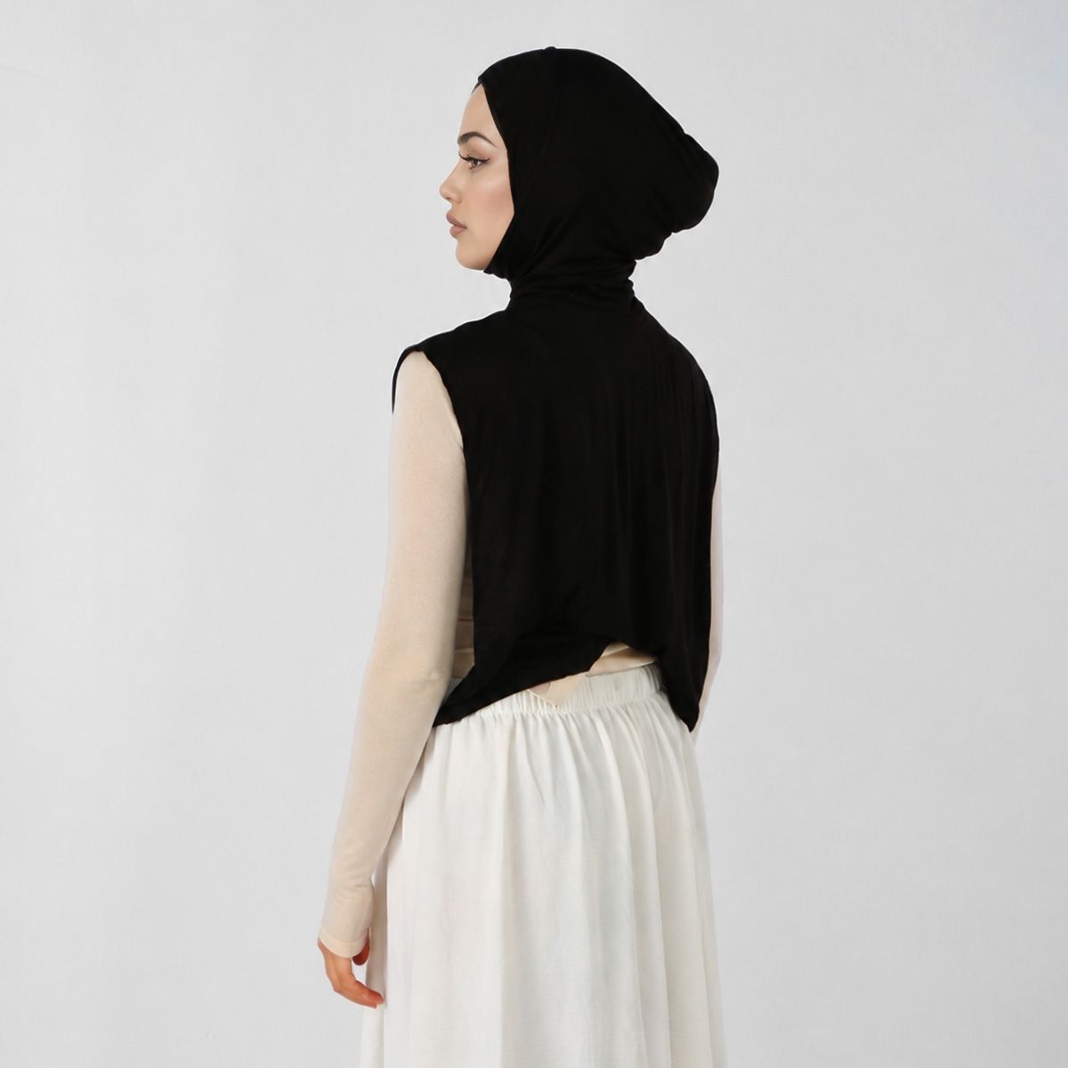 Hijab instantané en jersey musulman avec faux col pour femme, abayas, foulard de sport islamique, turbans, turban en modal, couvre-chef avec col ﻿