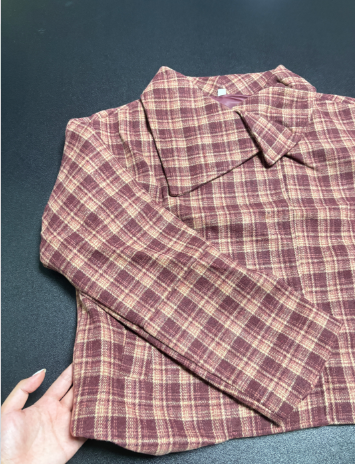 Manteau court à carreaux pour femmes, avec col montant et boutons, à la mode, nouvelle collection 2025