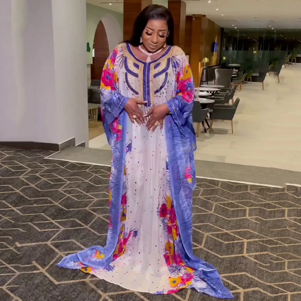 Robes imprimées africaines pour femmes Robe Maxi musulmane traditionnelle Dashiki diamant Abaya dubaï Boubou Robe afrique Maroc Robe Robes