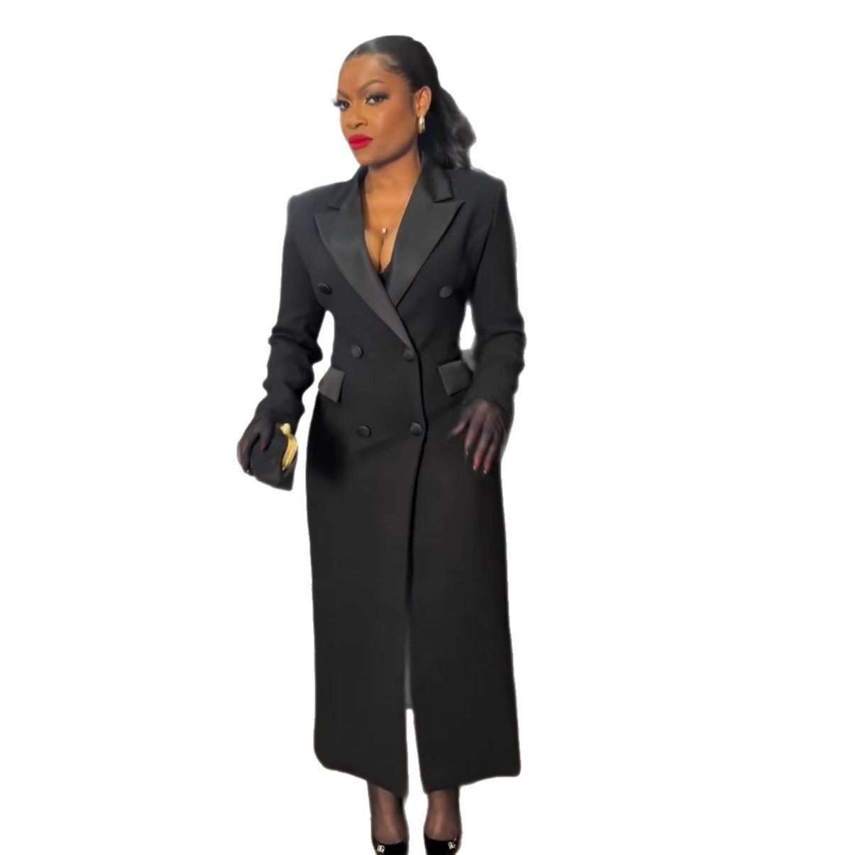 Robe longue assortie à col en V, manches longues, coupe couvertes, style élégant, grande taille, printemps, automne, nouveau document solide, mode