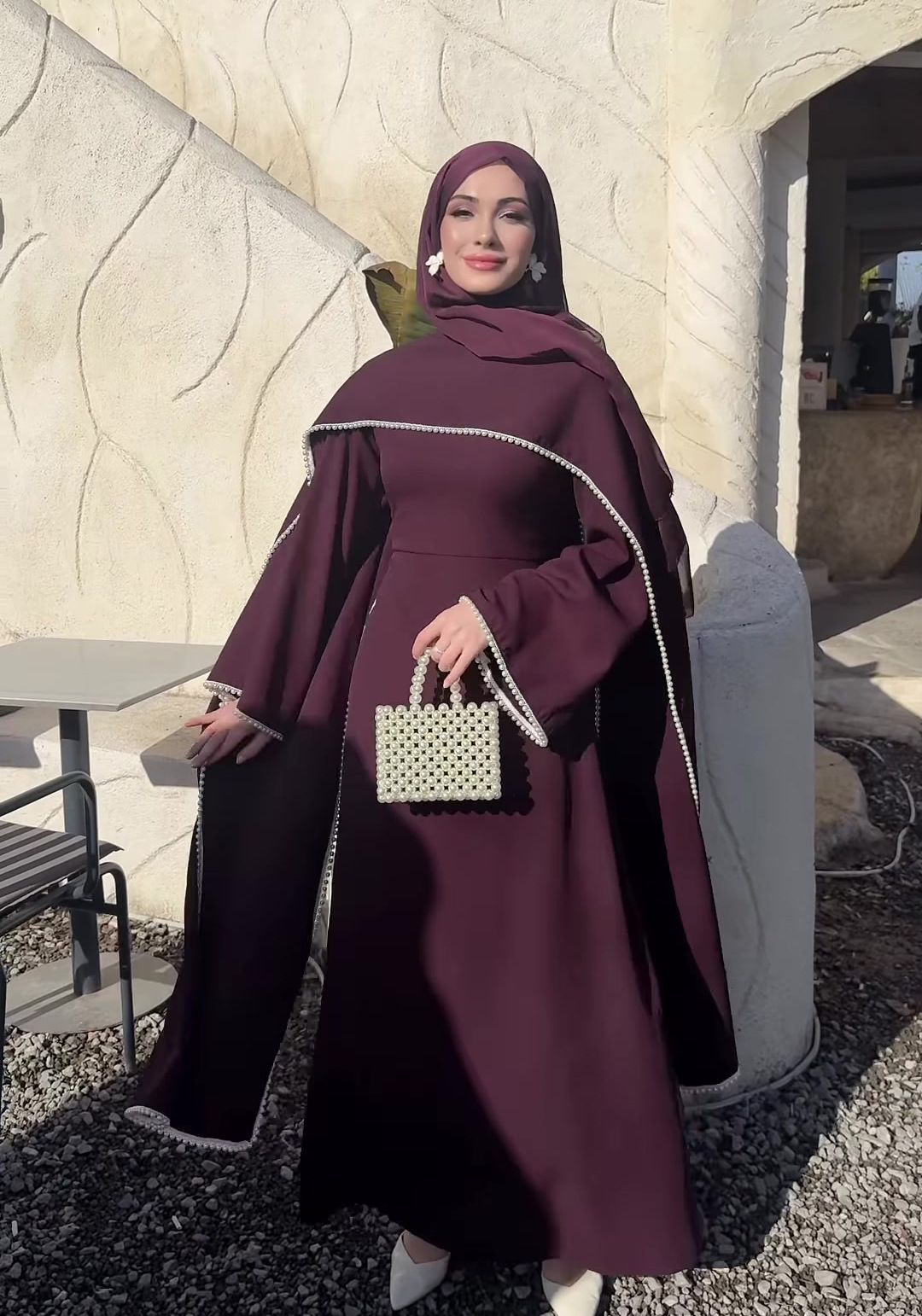 Robe pour femmes, Abaya pour l'Aïd, robes de soirée, kaftan à perles, jalabiya musulmane, abayas, Ramadan, robe longue arabe, Islam, Maroc, Dubaï, Vestidos