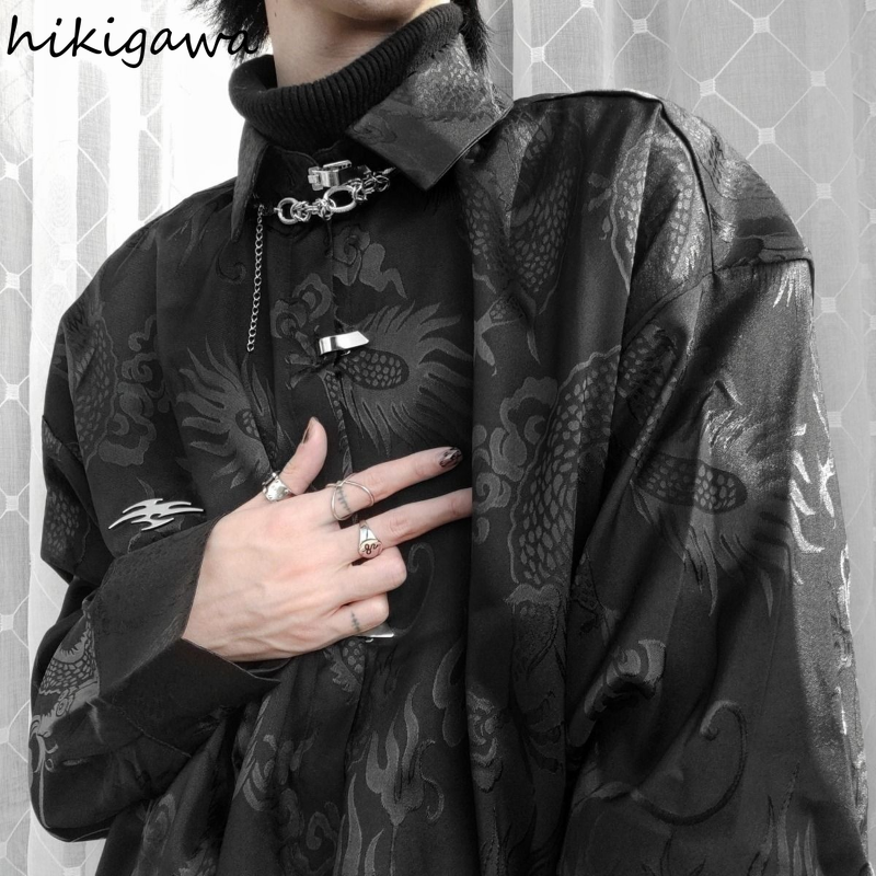 Chemisier Vintage pour femmes, vêtements De Style chinois Harajuku, mode Dragon Jacquard Y2k, chemises surdimensionnées, 2025 Blusas Mujer De Moda